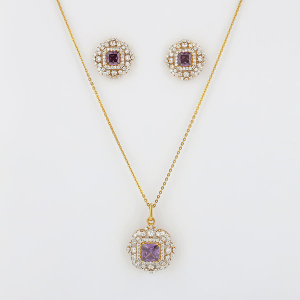 Purple Stone Lokcet Set