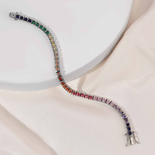 Rainbow tennis bracelet