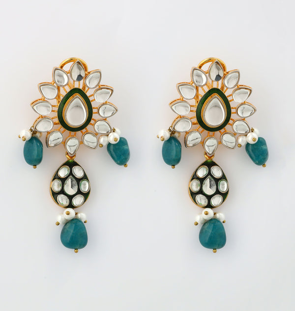 Emerald drop Kundan earrings