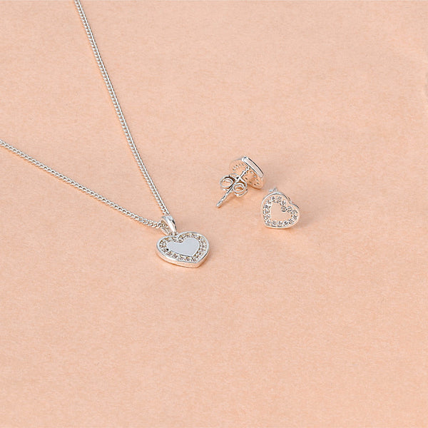 Heart zirconia locket set