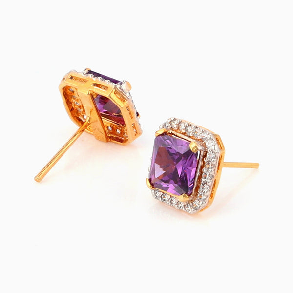 Squared Amethyst Studs