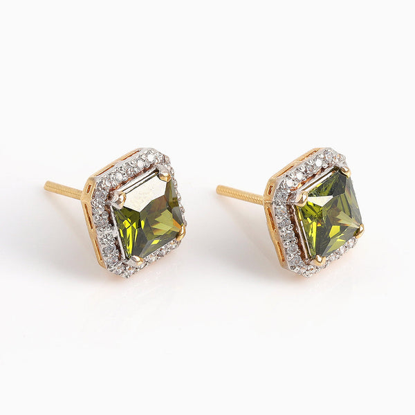 Squared Parrot Green Studs