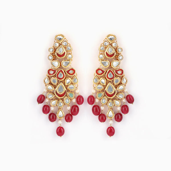 Kundan Ruby Drop Earrings