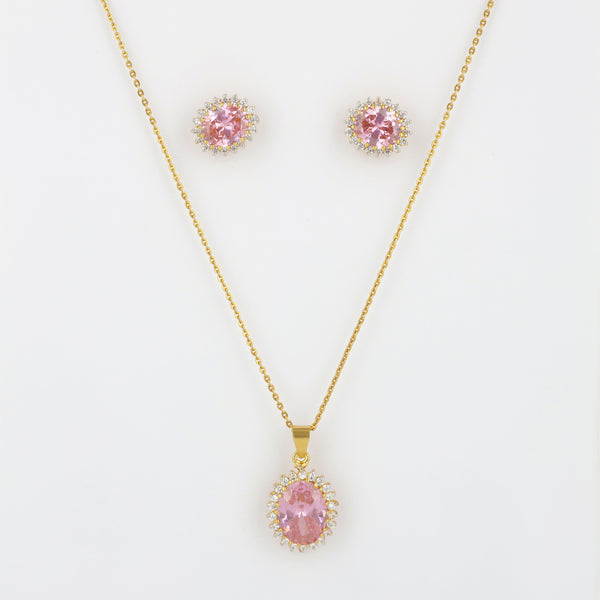 Pink oval locket set