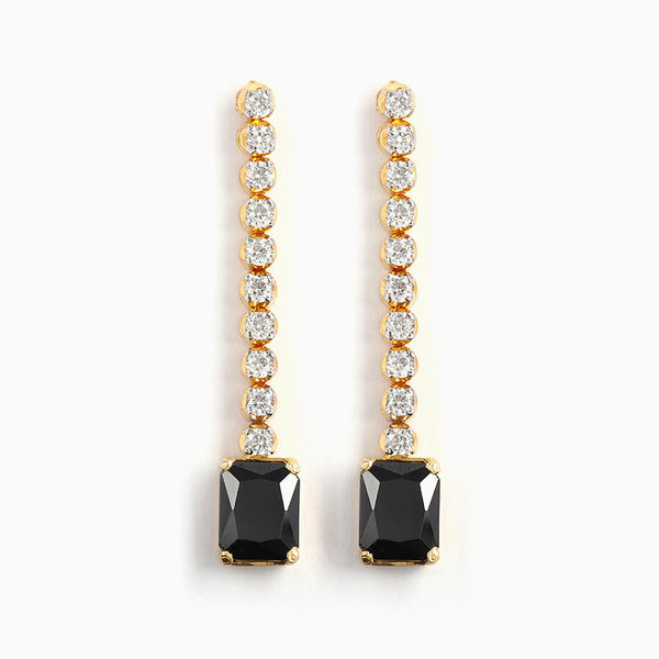 Tassel Black Zirconia Earrings