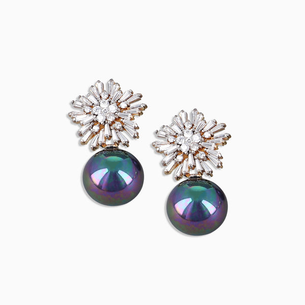 Gun Metalic Pearl Drop Studs