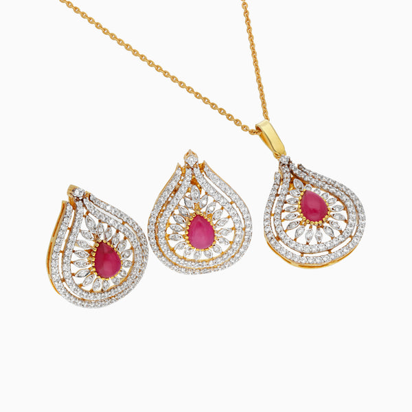 Pear ruby shaped locket set