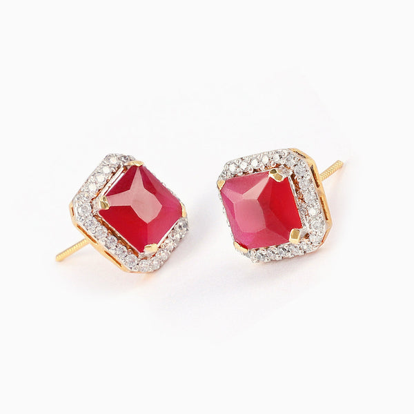 Squared Ruby Stud