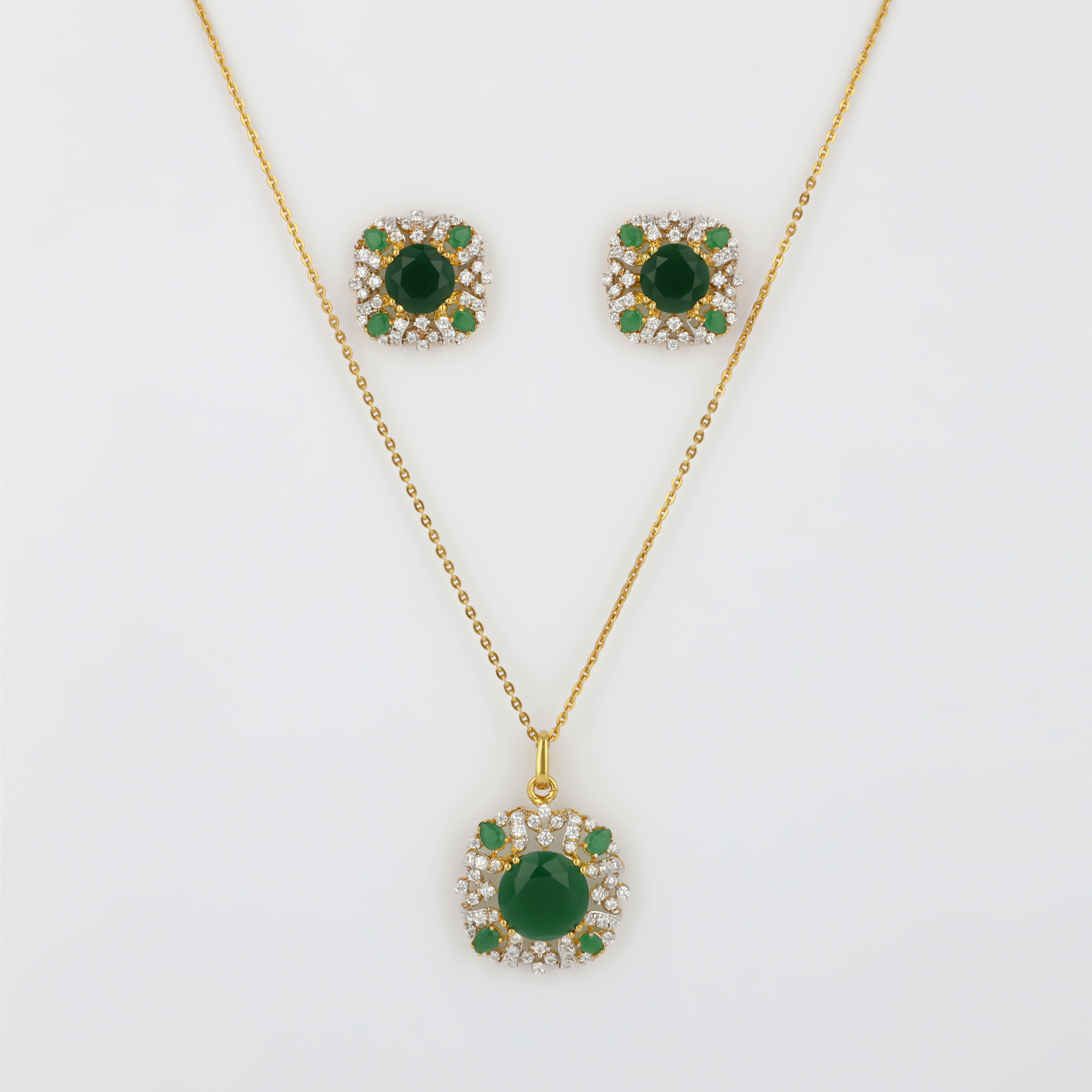 Round Emerald locket set – Miras Jewels