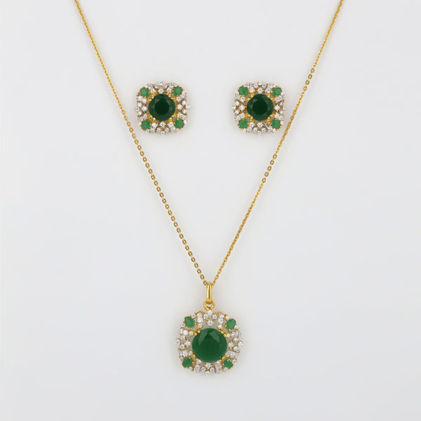 Round Emerald locket set