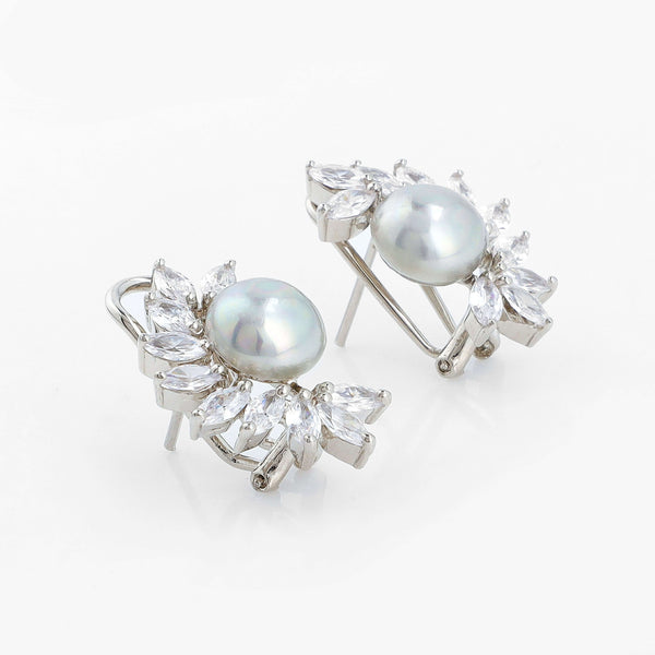 Moon Cut Pearl Studs