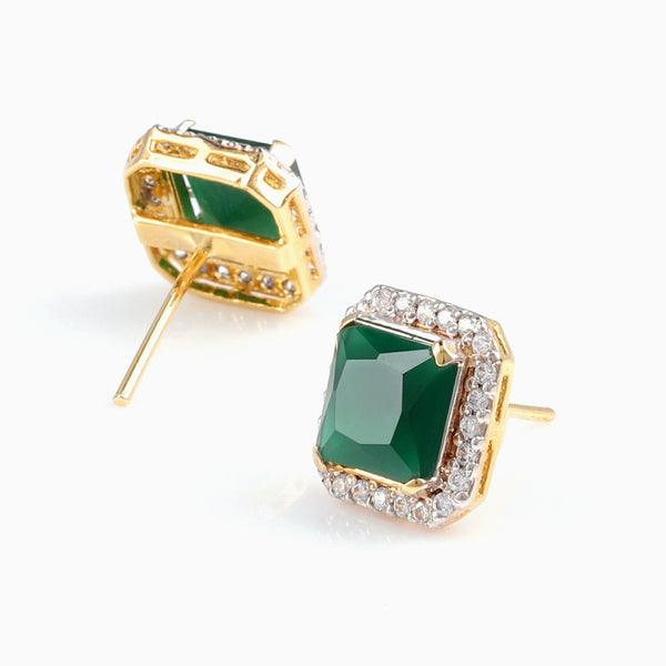 Squared Emerald Studs