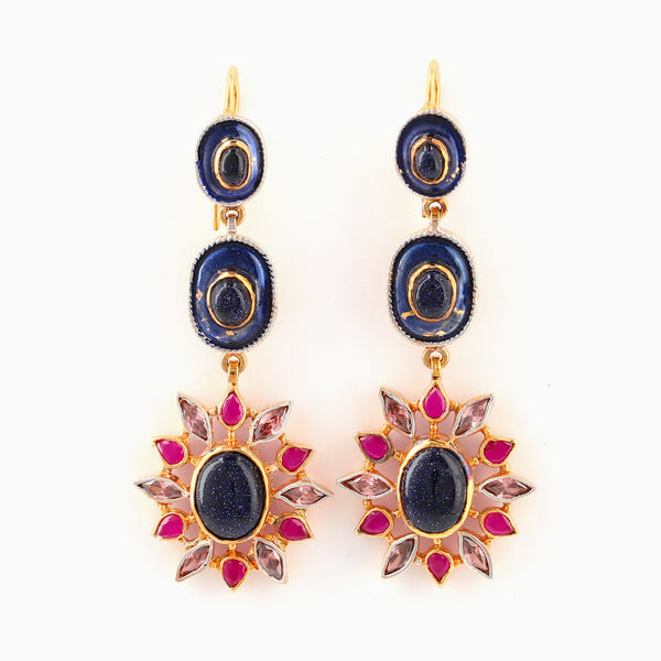 Meenakari Moonstar Earrings