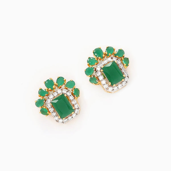 Floral Emerald Studs